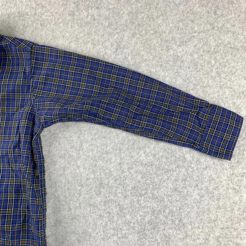 Ralph Lauren Button Down Shirt Boys‎ 4 Blue Plaid Long Sleeve Cotton Pony Logo